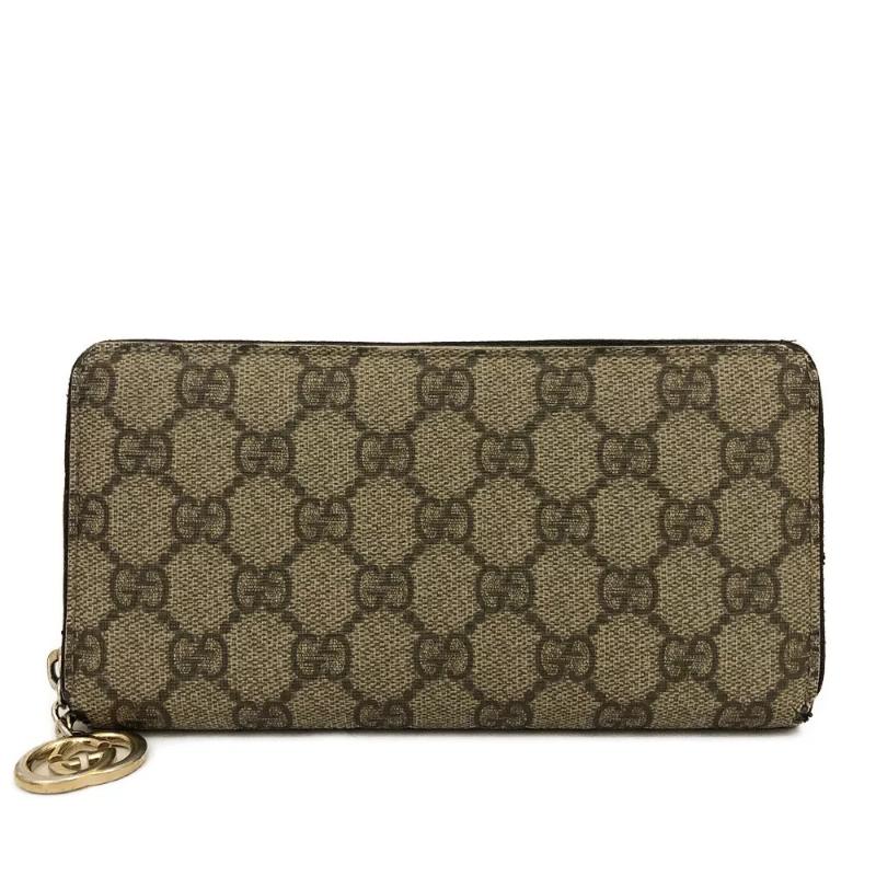 Gucci  Dollar Calfskin GG Supreme Monogram GG Marmont Zip Around Wallet Ebony