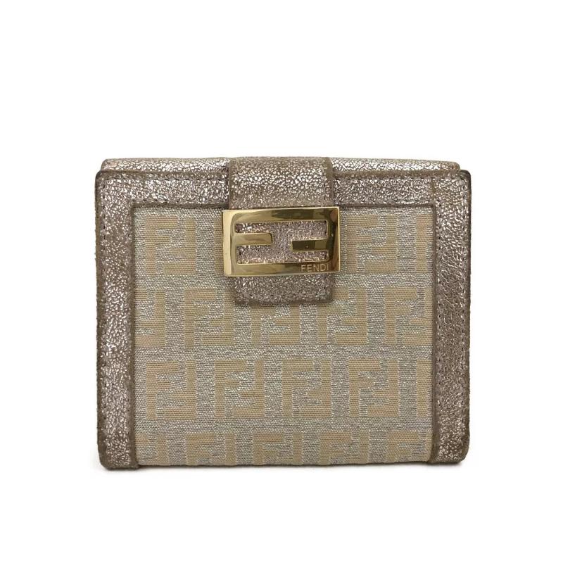 PRE-ORDER Fendi  Metallic Zucca Wallet Gold Silver