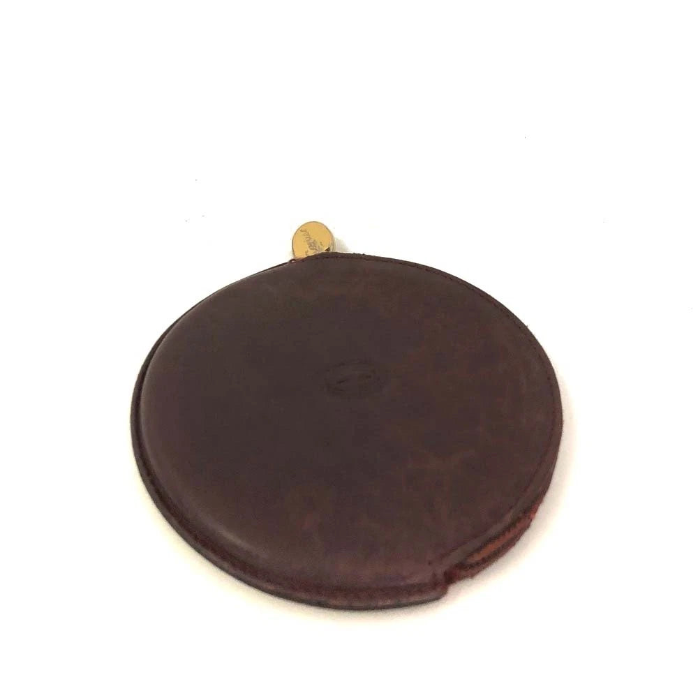 Must de Cartier Leather Round Coin Purse Wallet Bordeaux