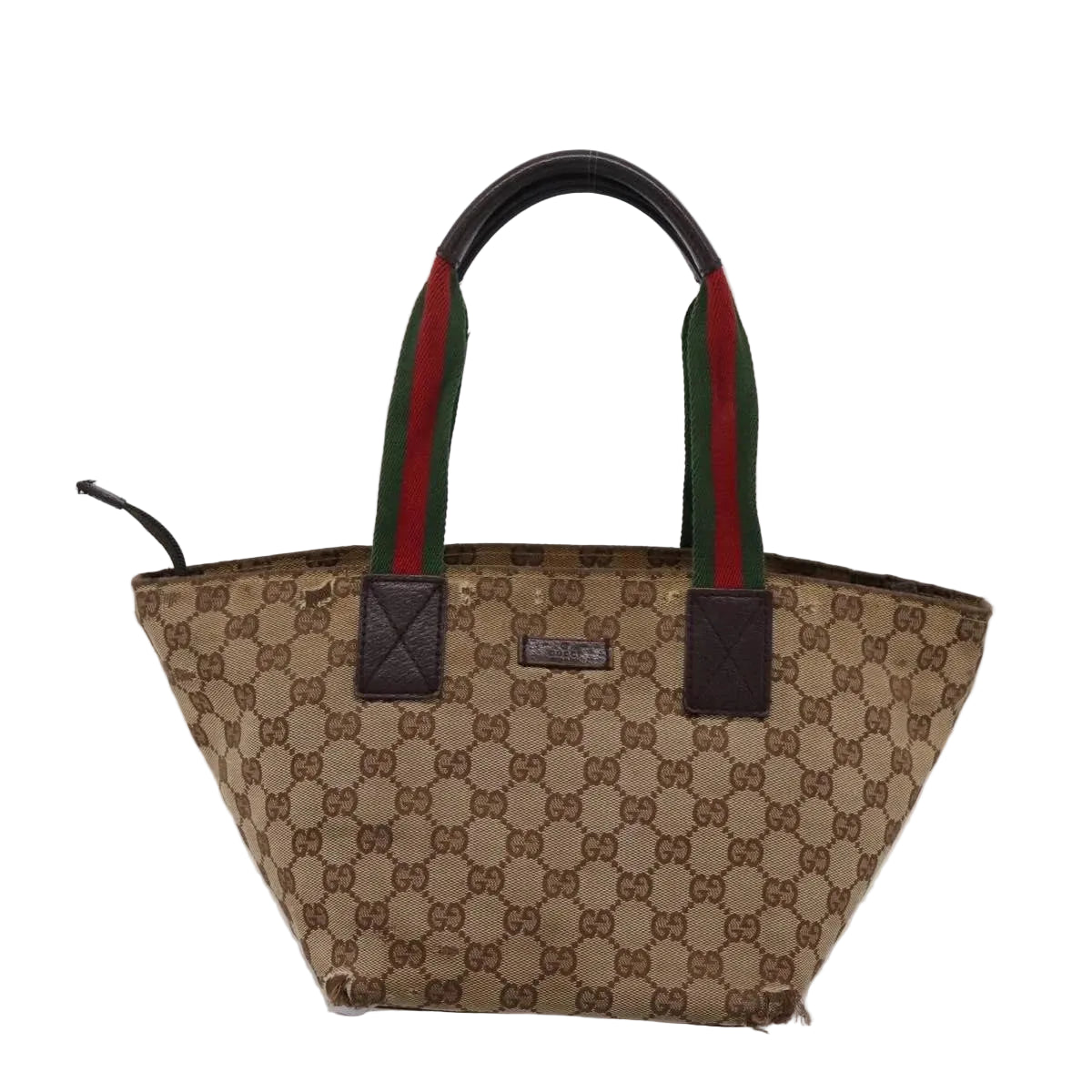 $850 Gucci Beige/Ebony GG Canvas Small Tote Bag