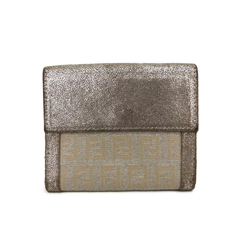 PRE-ORDER Fendi  Metallic Zucca Wallet Gold Silver