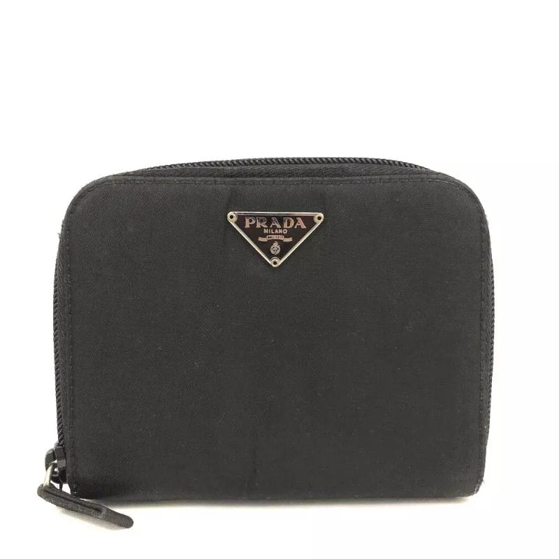 Prada  Tessuto Nylon Zip Around Coin Purse Wallet Nero Black