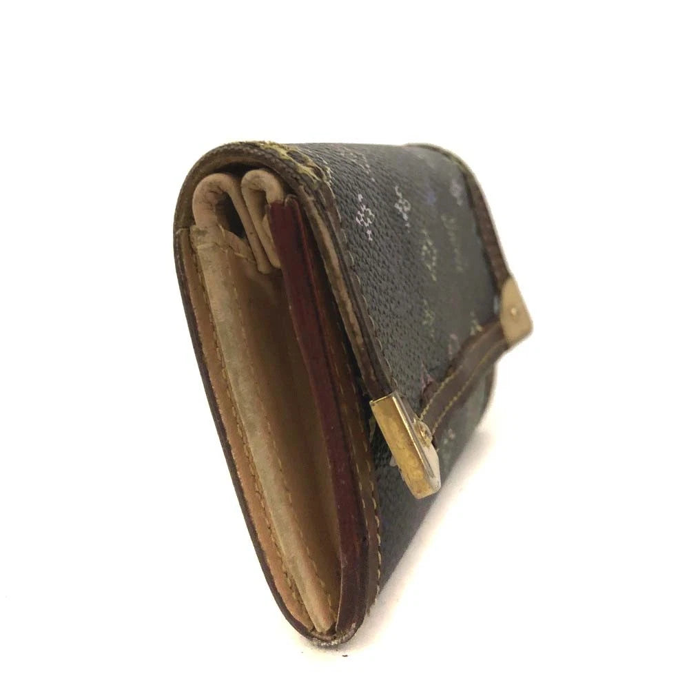 $550 2008 Louis Vuitton Monogram Multicolor Porte Monnaie Plat Coin Purse MI0018