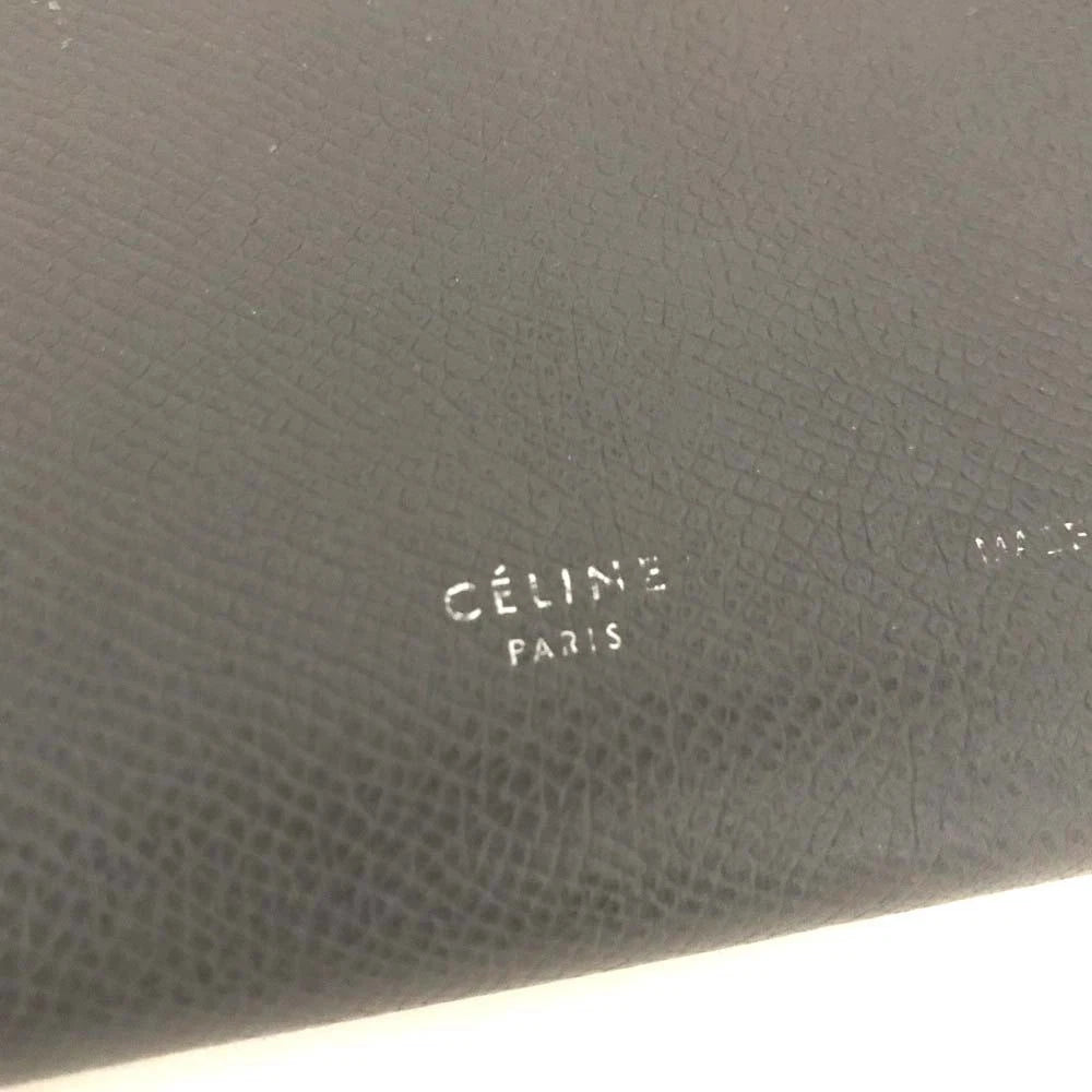 $810 Celine Grained Calfskin Medium Multifunction Strap Wallet Pebble Mineral