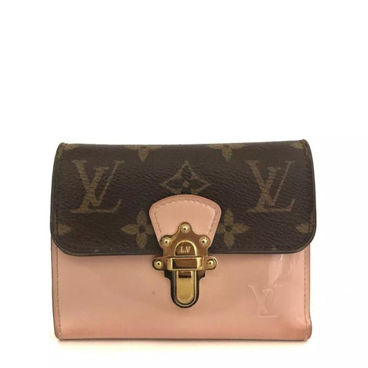 Louis Vuitton  Patent Calfskin Monogram Cherrywood Compact Wallet Rose Ballerine FH0290