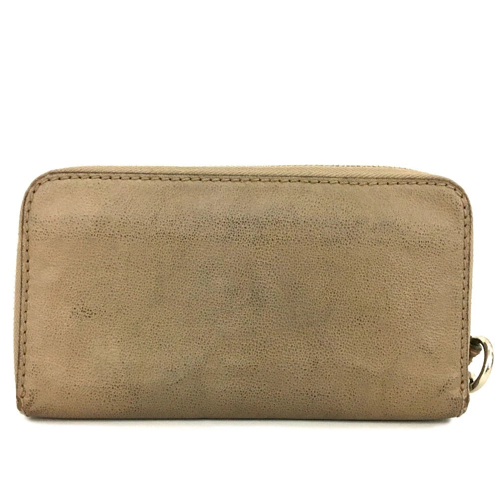 Chloe Kerala Horse Charm Leather Zip Around Long Wallet Purse Beige