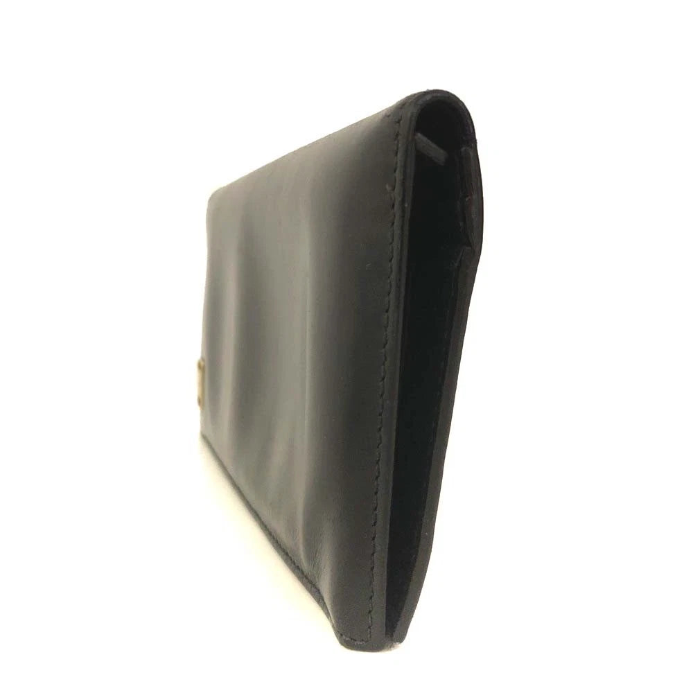 Salvatore Ferragamo Vara Leather Long Bifold Wallet Black