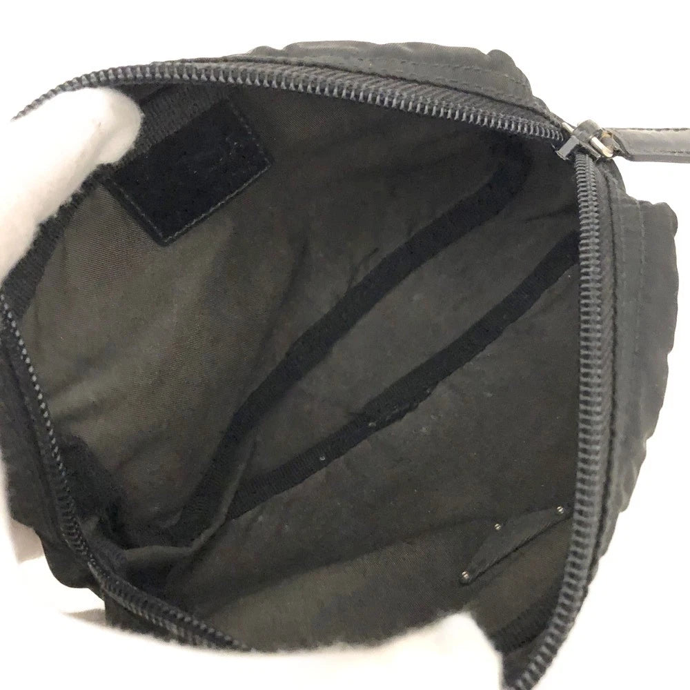 $625 PRADA Logo Plate Nylon Cosmetic Pouch Bag Black