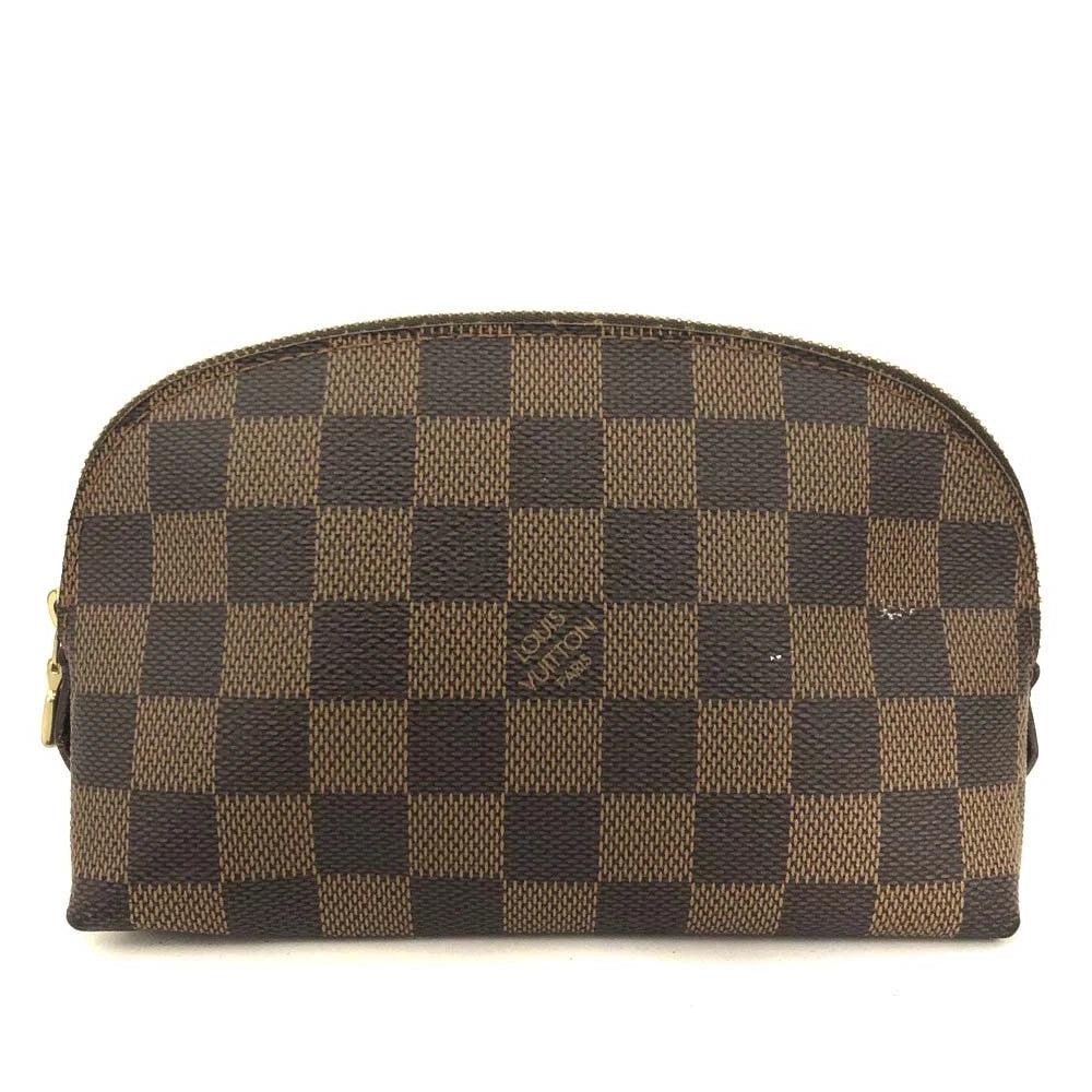 $600 Louis Vuitton Damier Ebene Pochette Demi Ronde Cosmetics Pouch CA0096