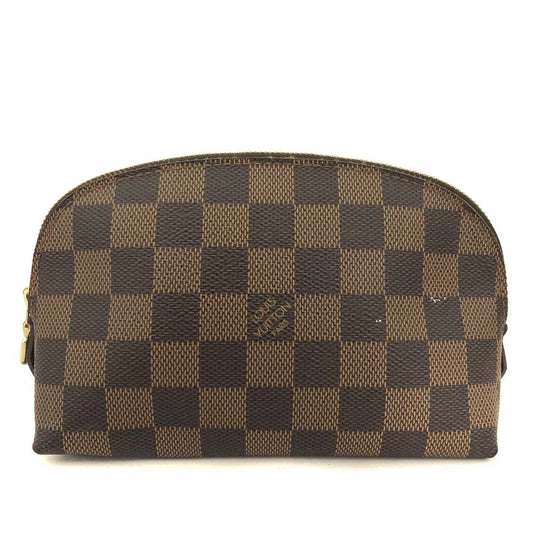 $600 Louis Vuitton Damier Ebene Pochette Demi Ronde Cosmetics Pouch CA0096
