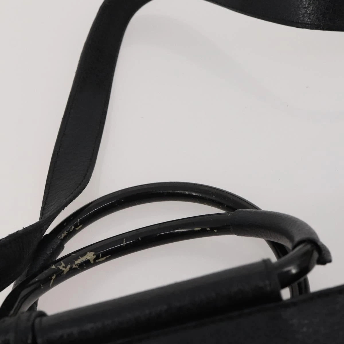 GUCCI Leather Tote Bag Black Medium Bamboo