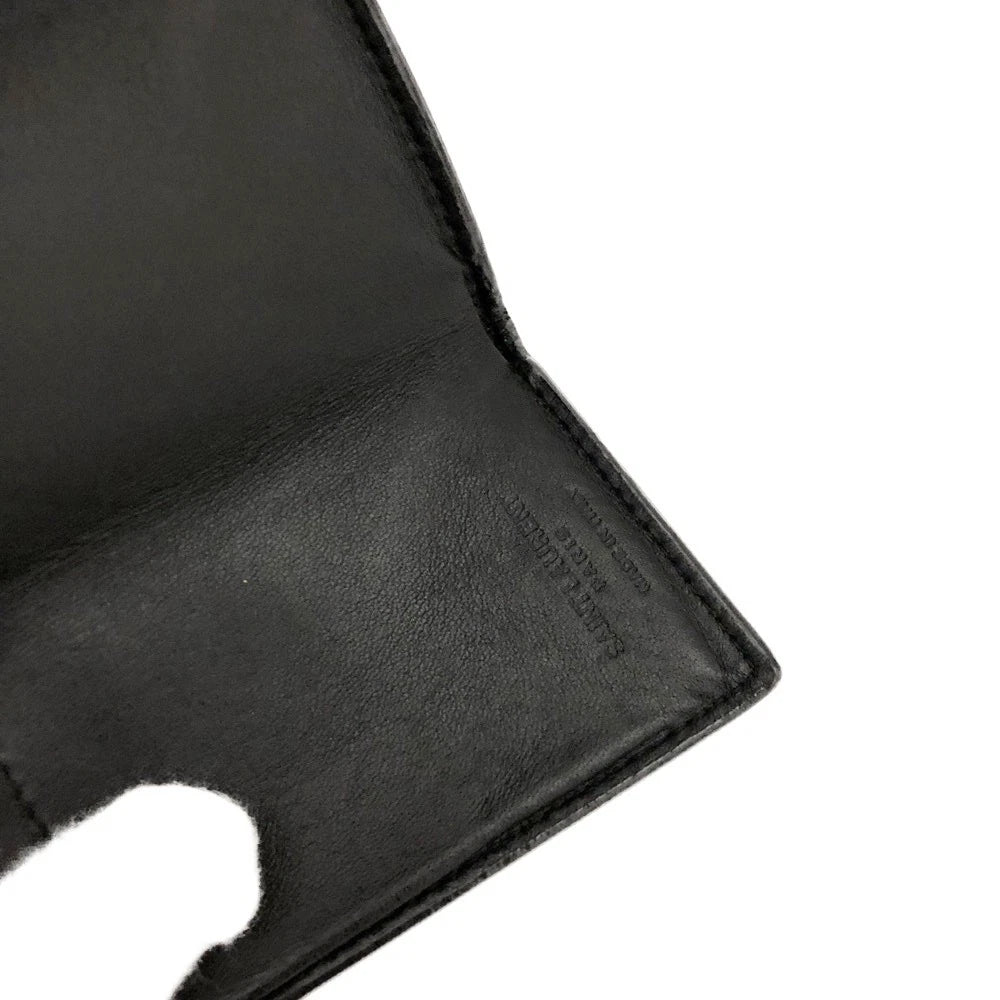 Saint Laurent Leather Trifold Wallet Black