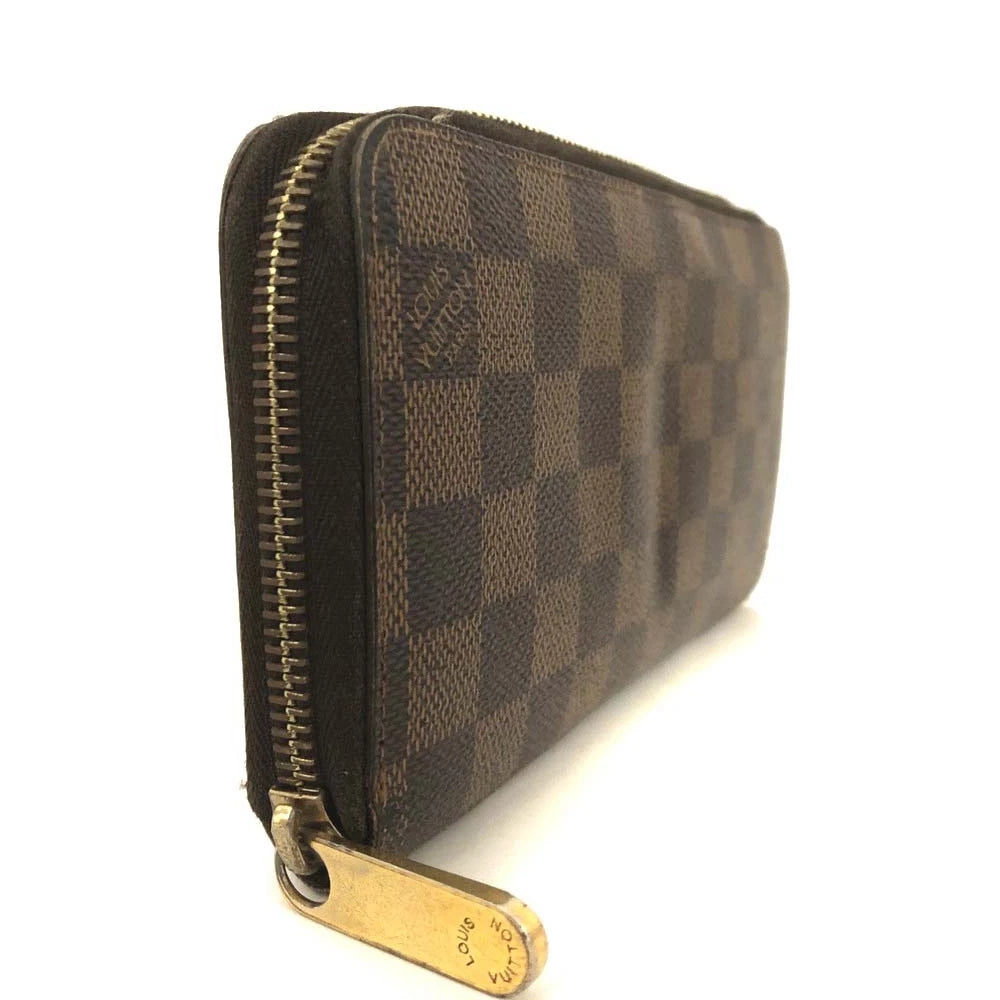 $915 Louis Vuitton Damier Zippy Zip Around Long Wallet Purse Brown CA5101