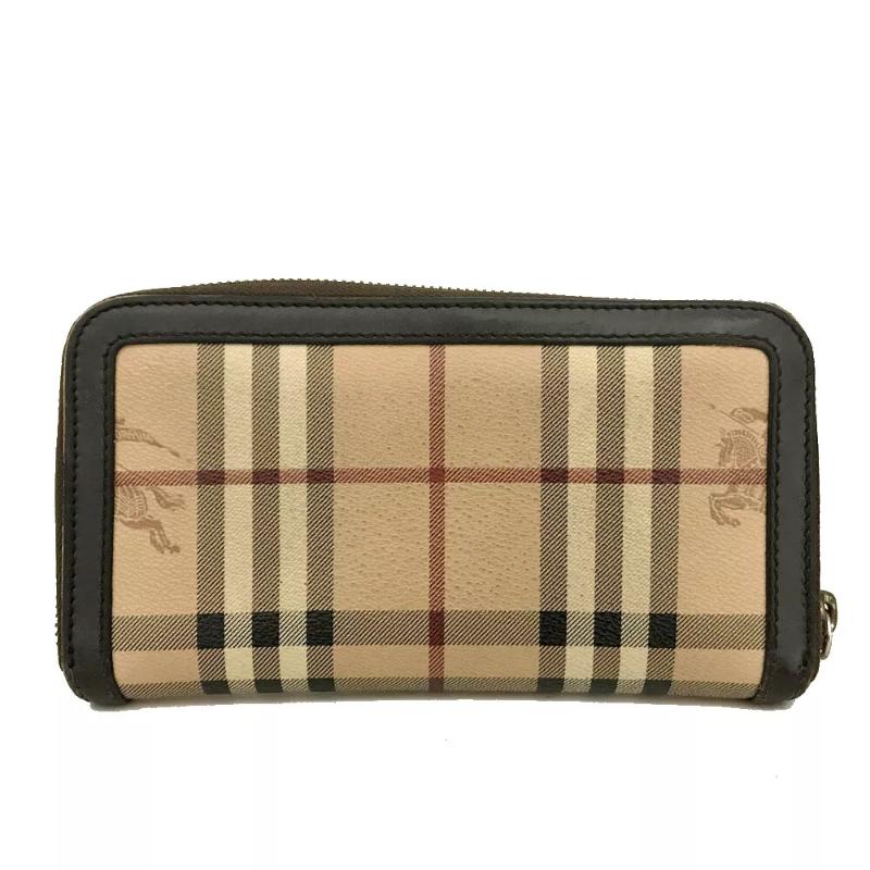 Burberry  Haymarket Check Large Ziggy Zip Around Wallet Chocolate