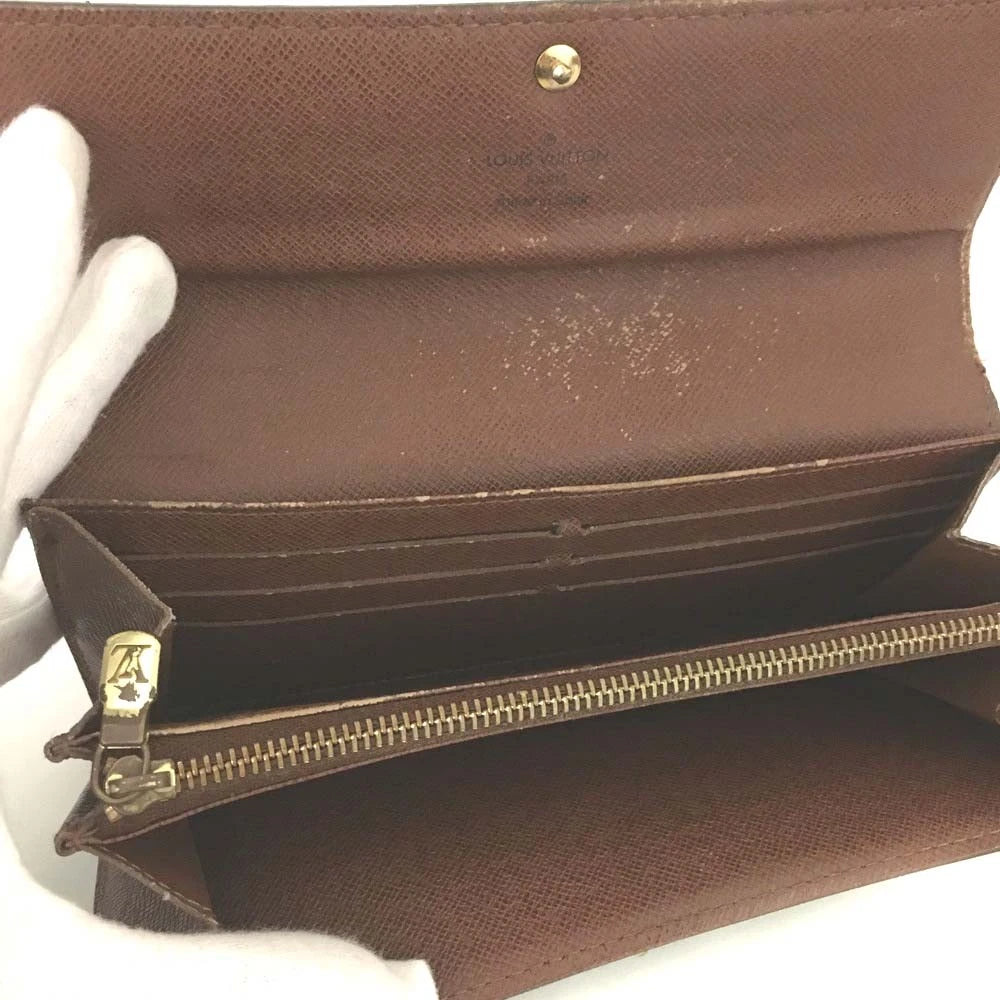 Louis Vuitton Monogram Portefeiulle Sarah Long Bifold Wallet Brown CA0037