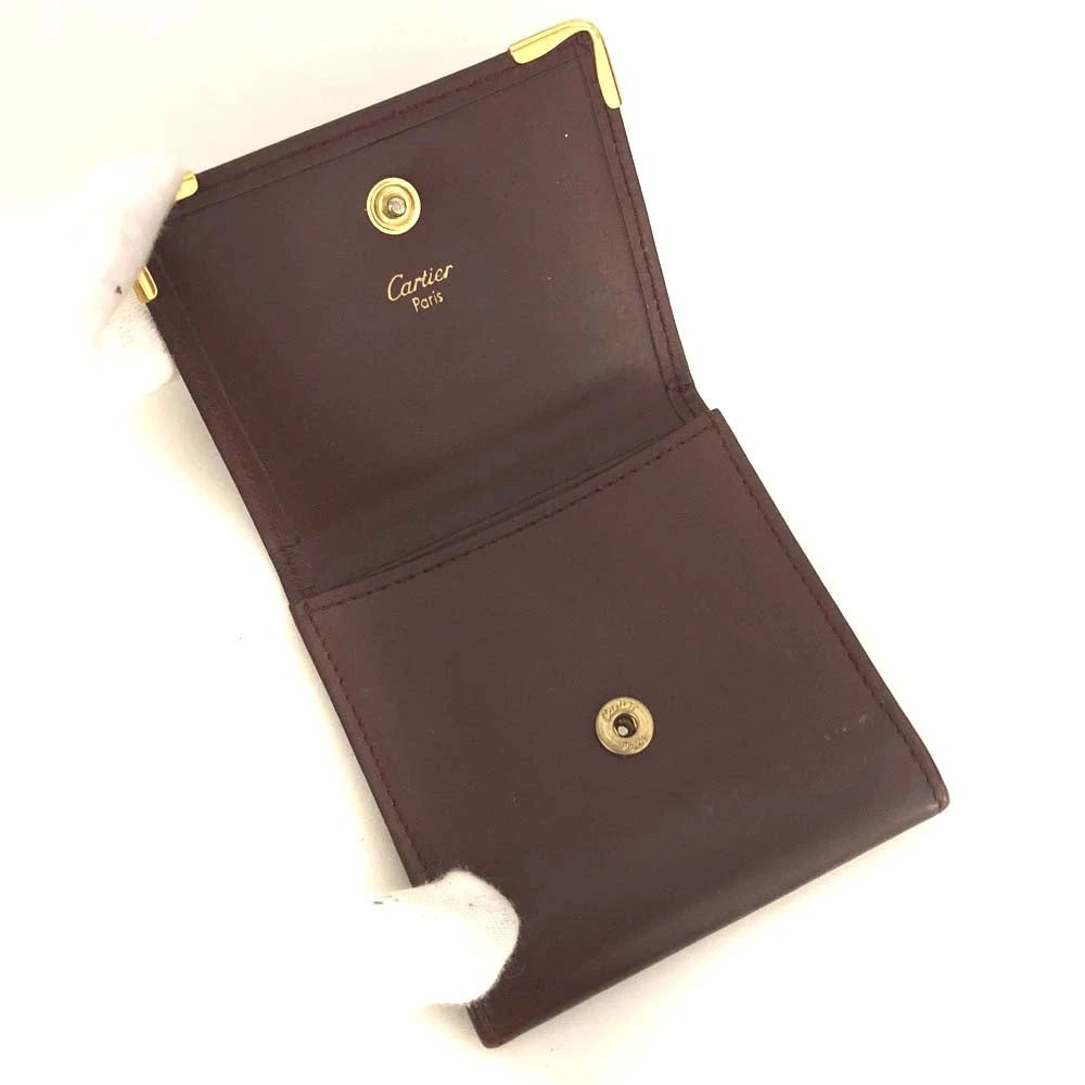 Must de Cartier Leather Coin Purse Wallet Bordeaux