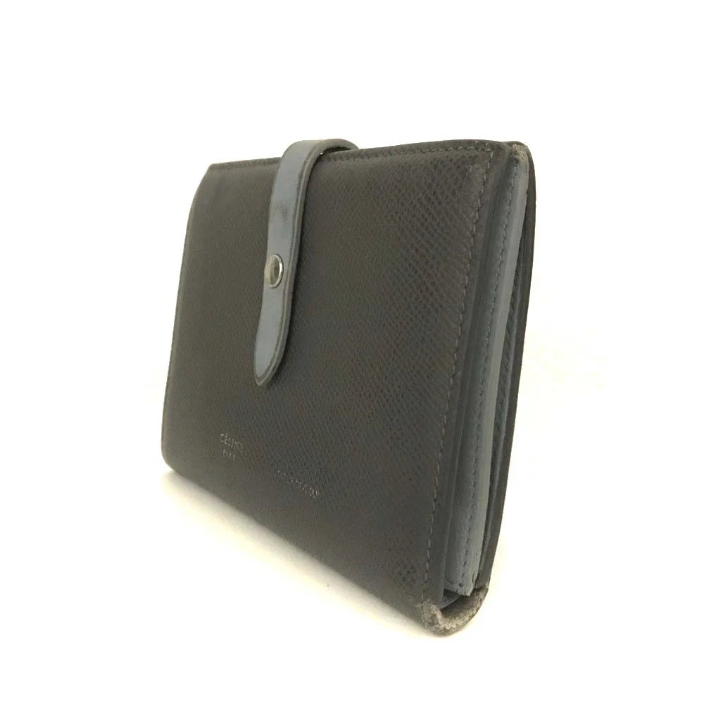 $810 Celine Grained Calfskin Medium Multifunction Strap Wallet Pebble Mineral