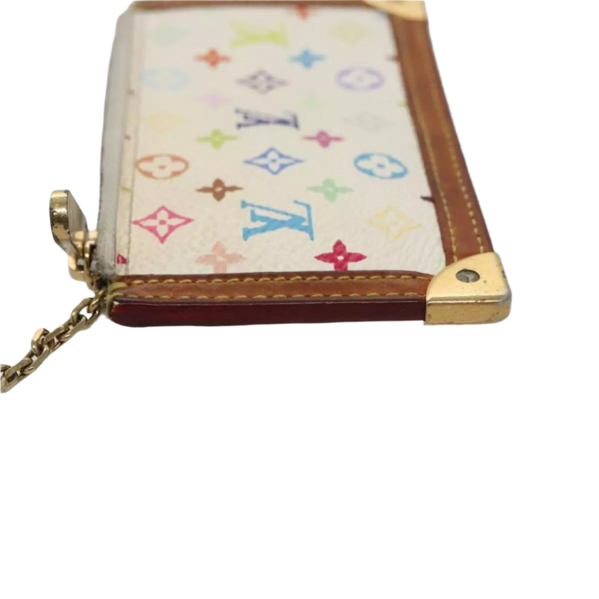 Louis Vuitton  Monogram Multicolor Key Pouch White CA0033