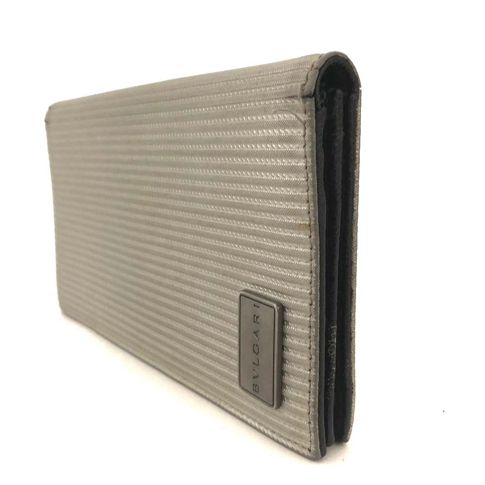 $780  BVLGARI Millerige PVC Leather Long Bifold Wallet Silver