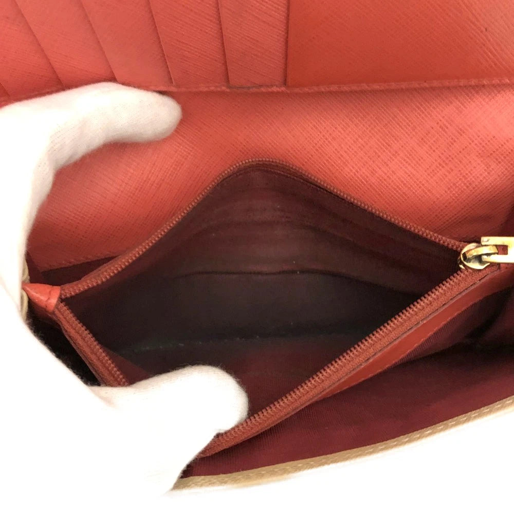 Salvatore Ferragamo Vara Ribbon Leather Long Bifold Wallet Beige