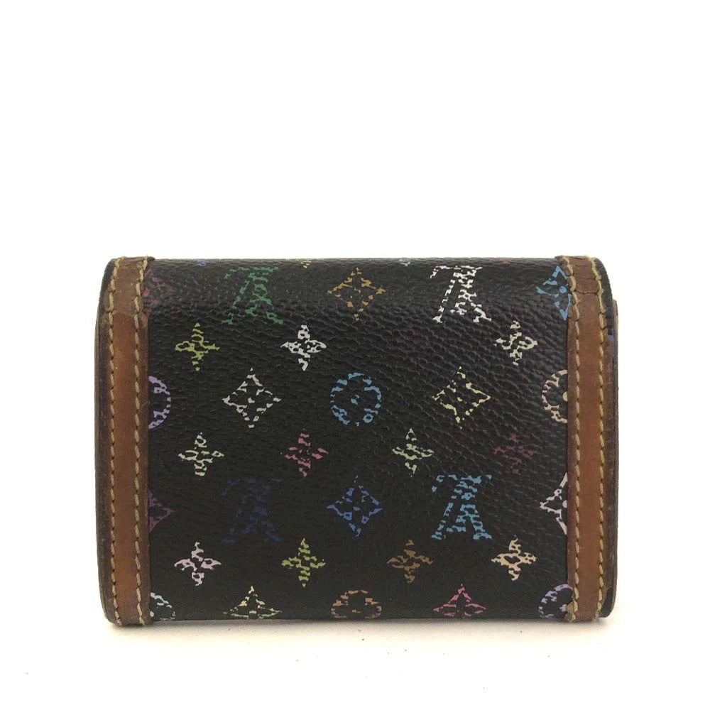 $550 2008 Louis Vuitton Monogram Multicolor Porte Monnaie Plat Coin Purse MI0018