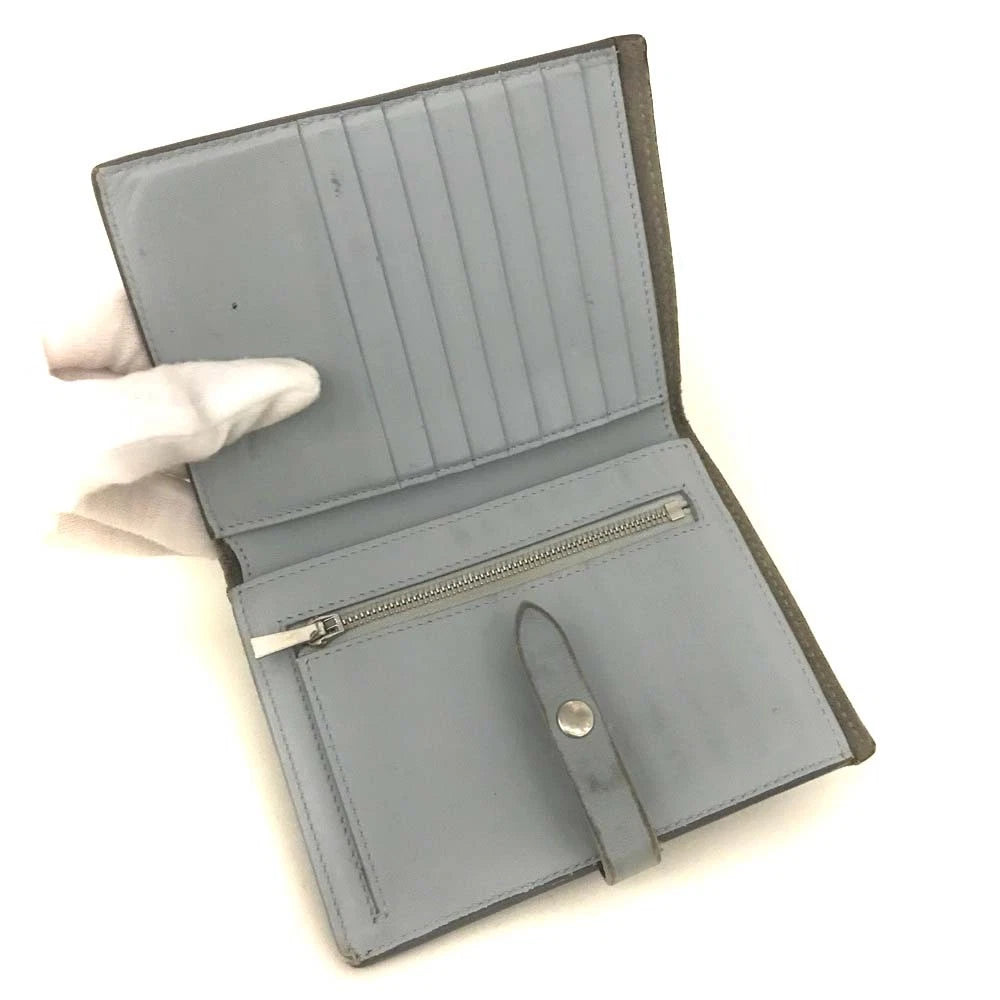 $810 Celine Grained Calfskin Medium Multifunction Strap Wallet Pebble Mineral