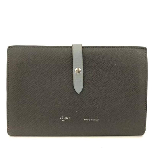 Celine  Grained Calfskin Large Multifunction Strap Wallet Pebble Mineral