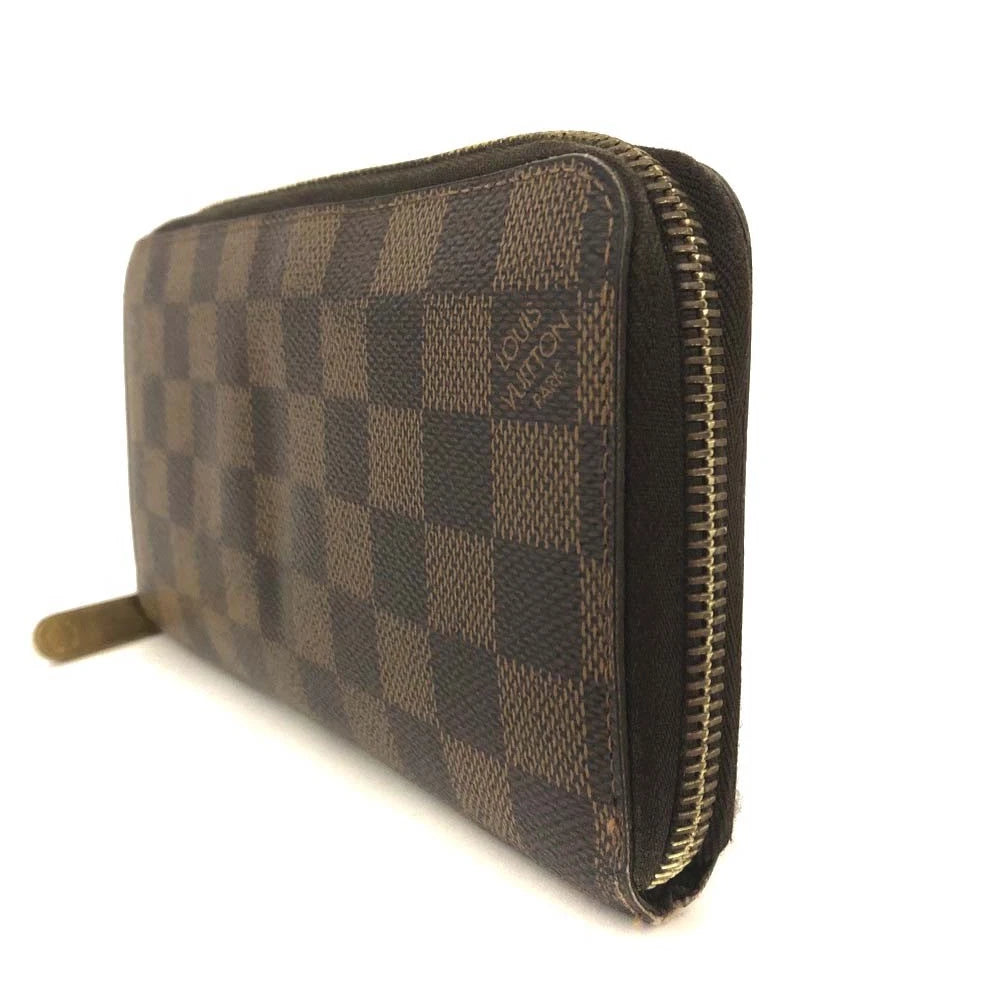$915 Louis Vuitton Damier Zippy Zip Around Long Wallet Purse Brown CA5101