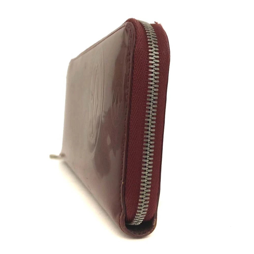 $620 Cartier Happy Birthday Patent Leather Zip Around Long Wallet