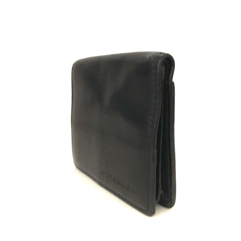$355 BURBERRY Logo Leather Coin Purse Wallet Black