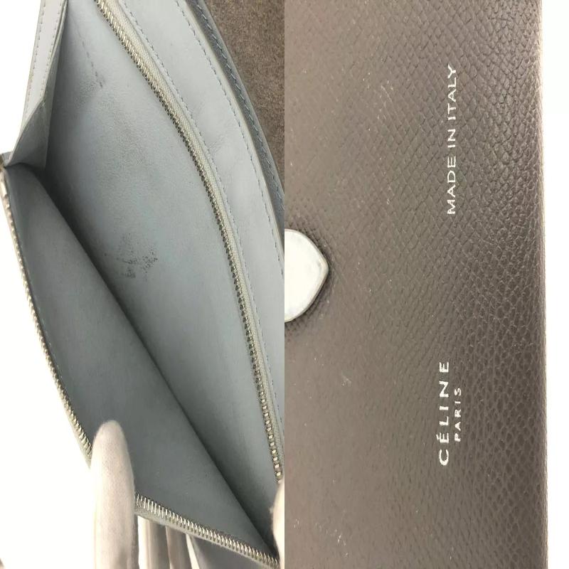 Celine  Grained Calfskin Large Multifunction Strap Wallet Pebble Mineral