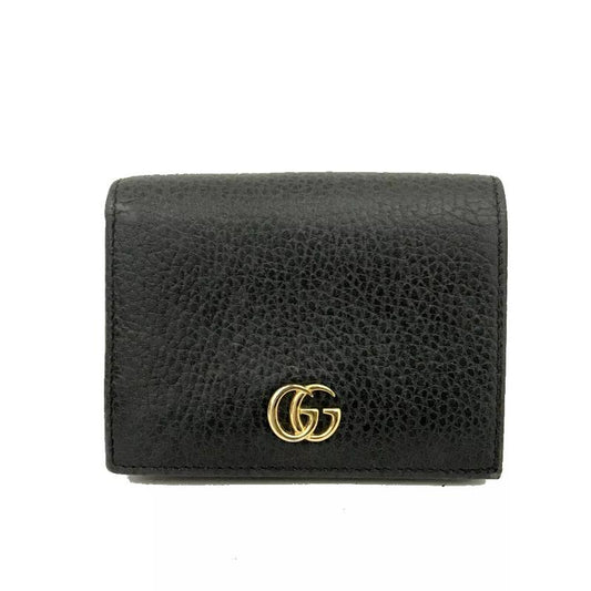 Gucci  Pebbled Calfskin GG Marmont Card Case Black