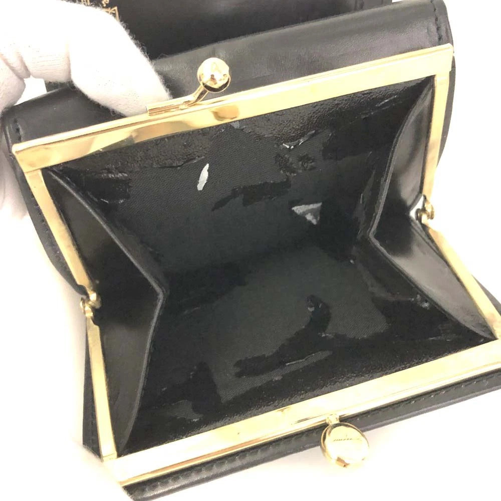 Salvatore Ferragamo Vara Leather Trifold Wallet Black