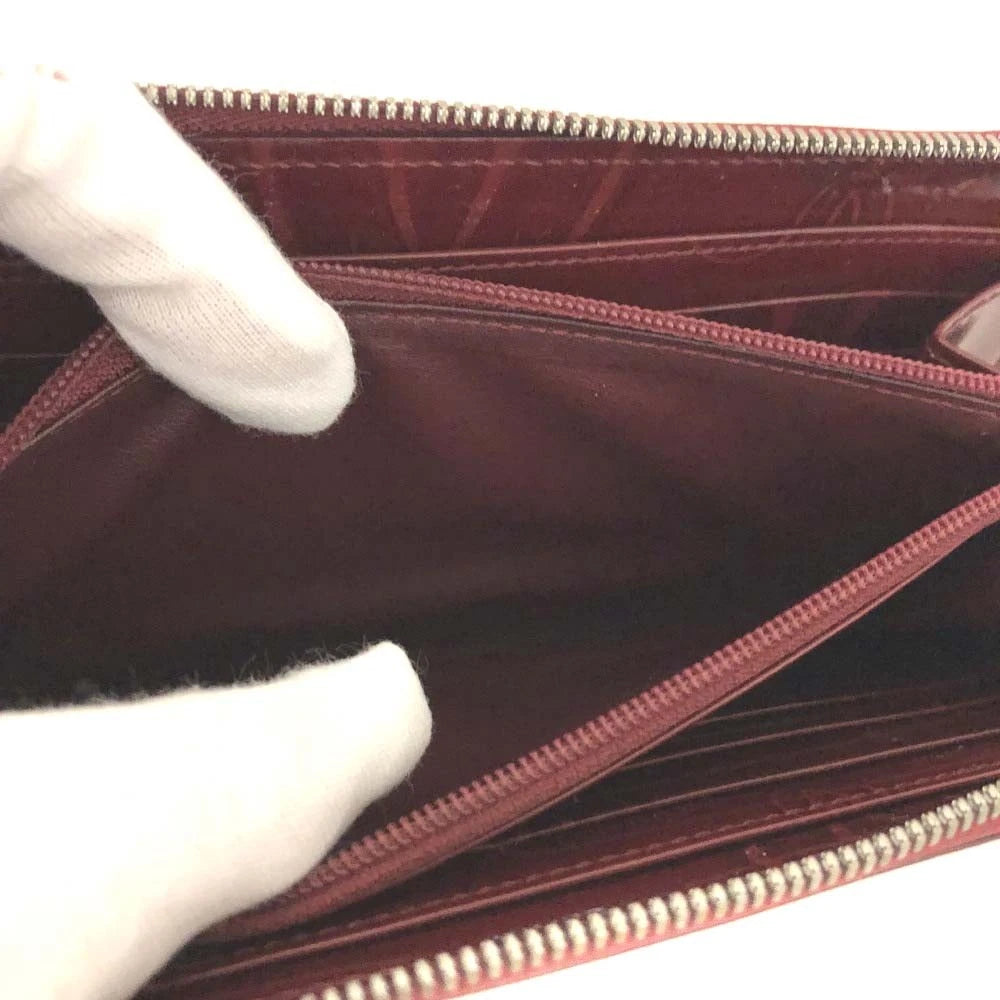 $620 Cartier Happy Birthday Patent Leather Zip Around Long Wallet