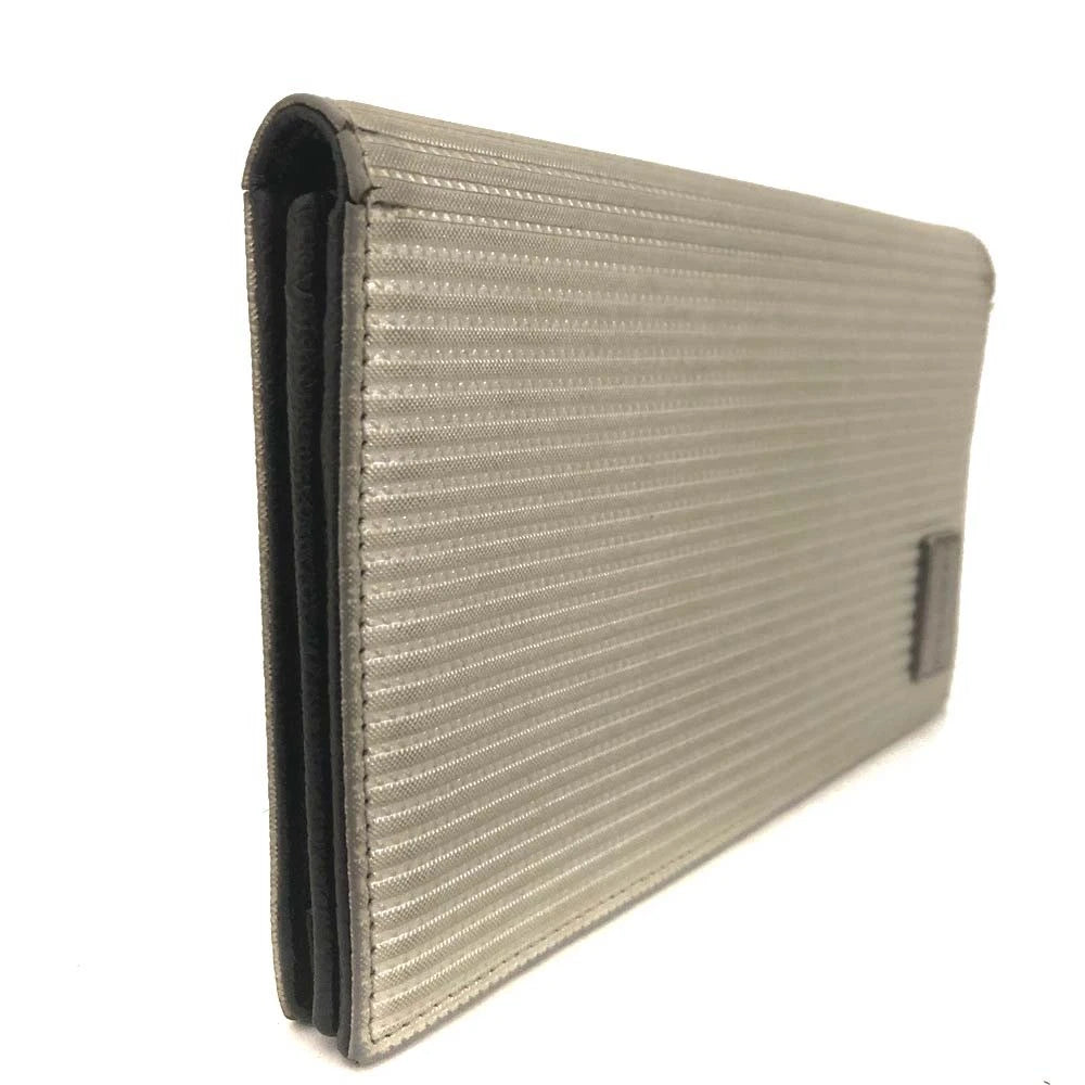 $780  BVLGARI Millerige PVC Leather Long Bifold Wallet Silver