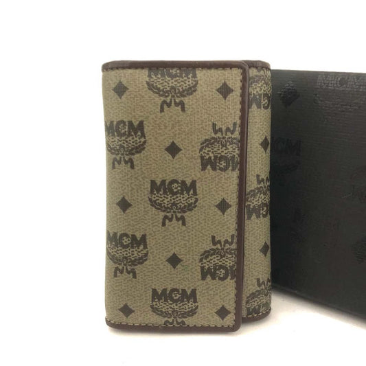 MCM Logo Visetos PVC Leather 6 Ring Key Case Beige