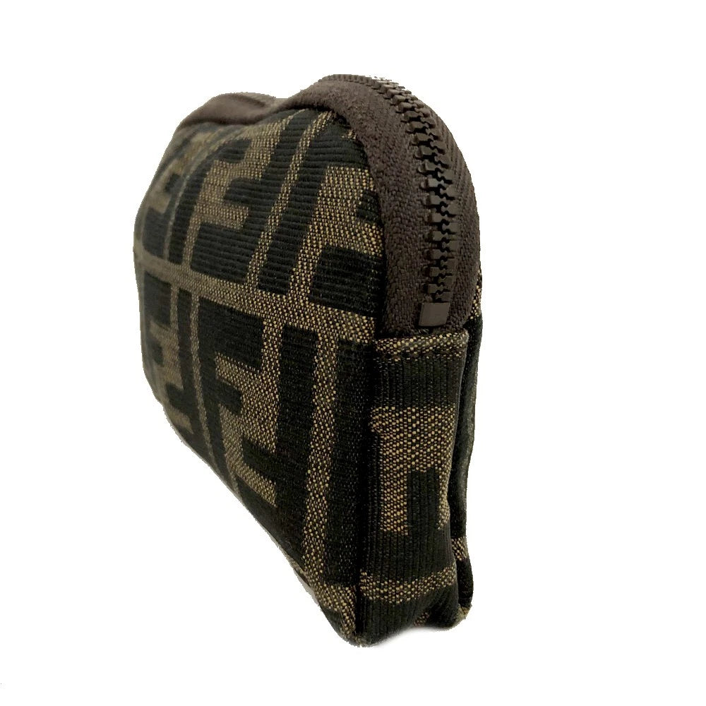 FENDI Zucca Canvas Cosmetic Pouch Bag Khaki
