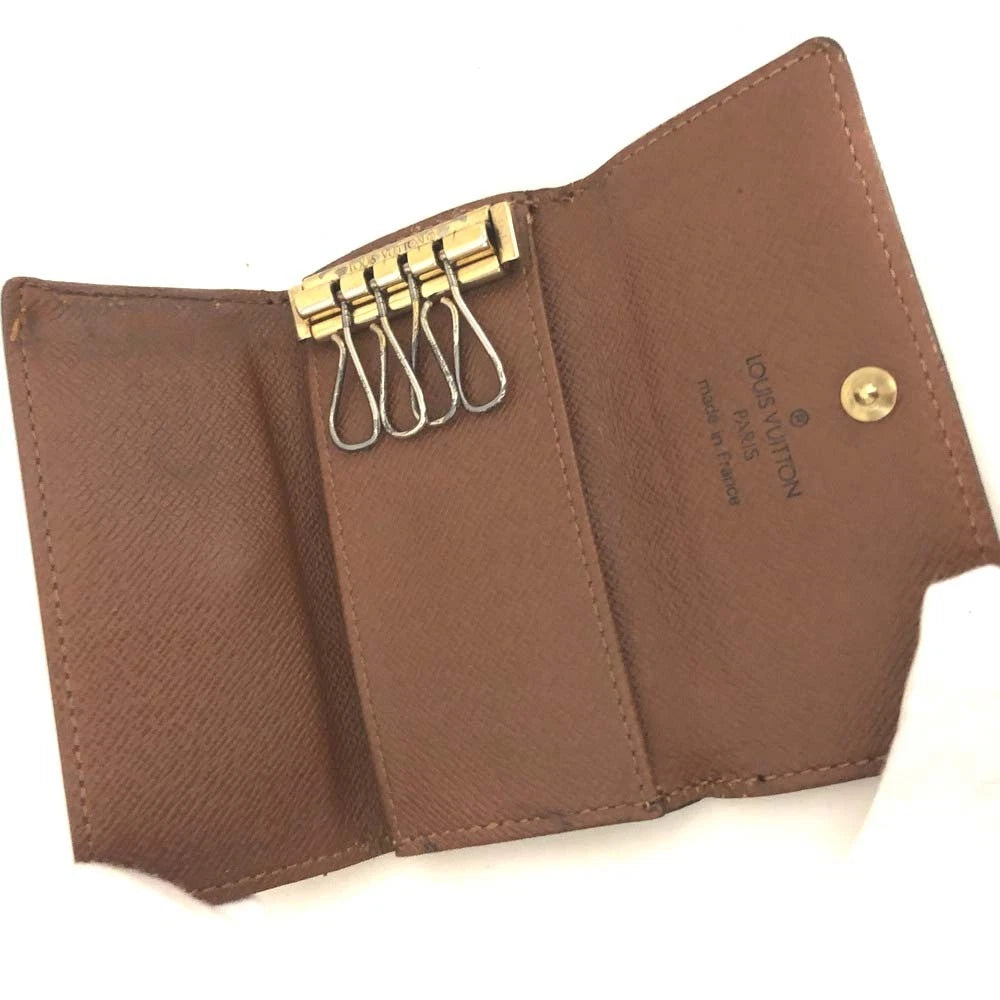 $345 2000 Louis Vuitton Monogram Multicles 4 Ring Key Case Brown TH0060