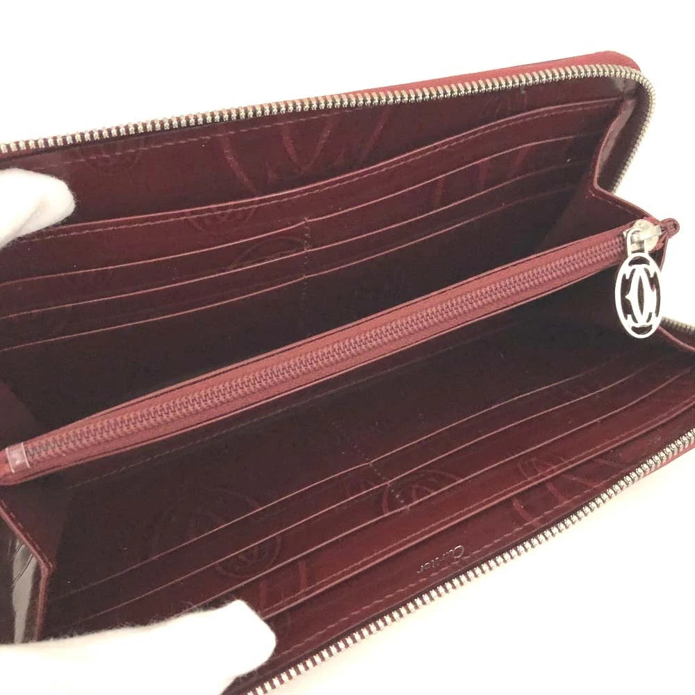 $620 Cartier Happy Birthday Patent Leather Zip Around Long Wallet