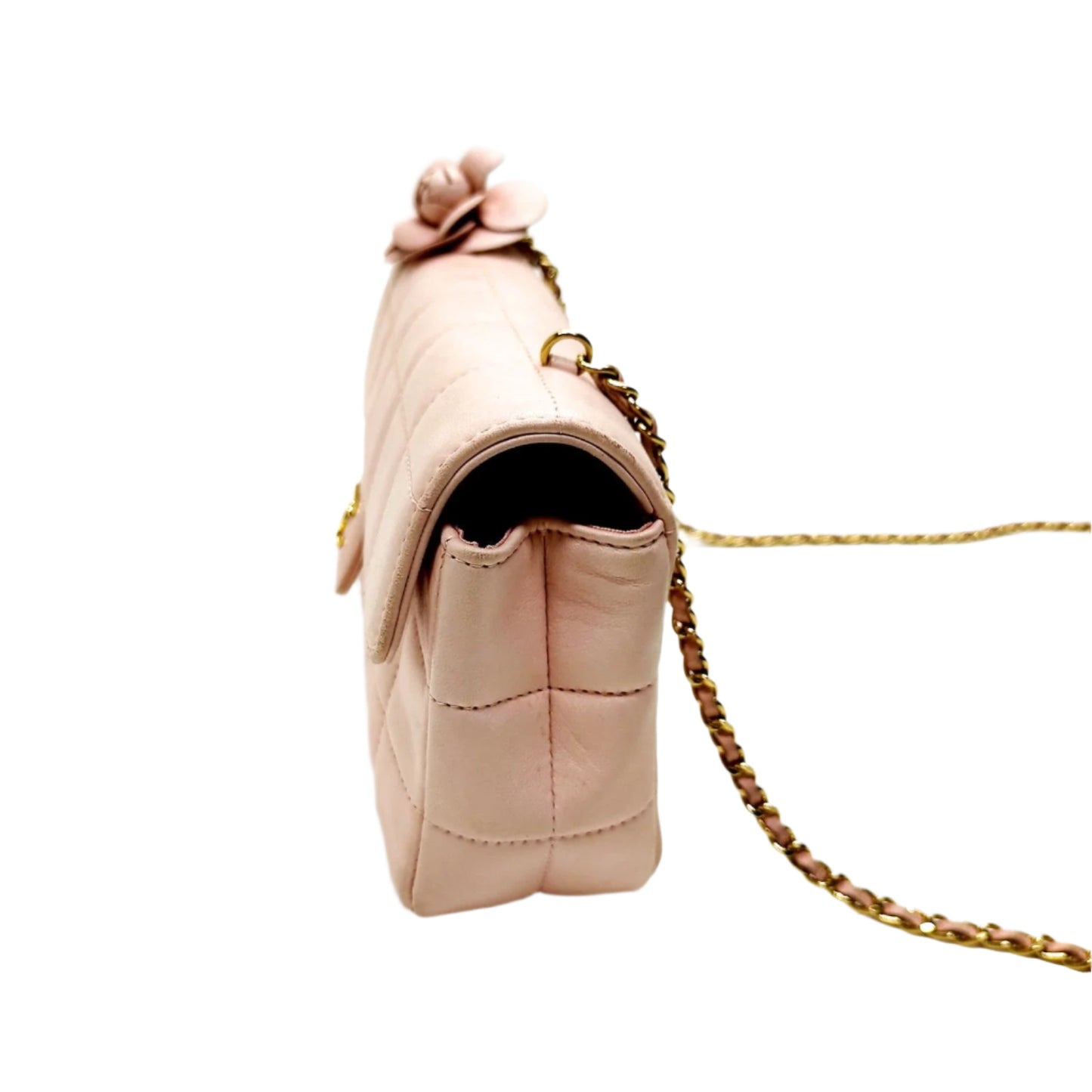 PRE-ORDER Chanel  Lambskin Quilted Mini Chocolate Bar Camellia Flap Pink