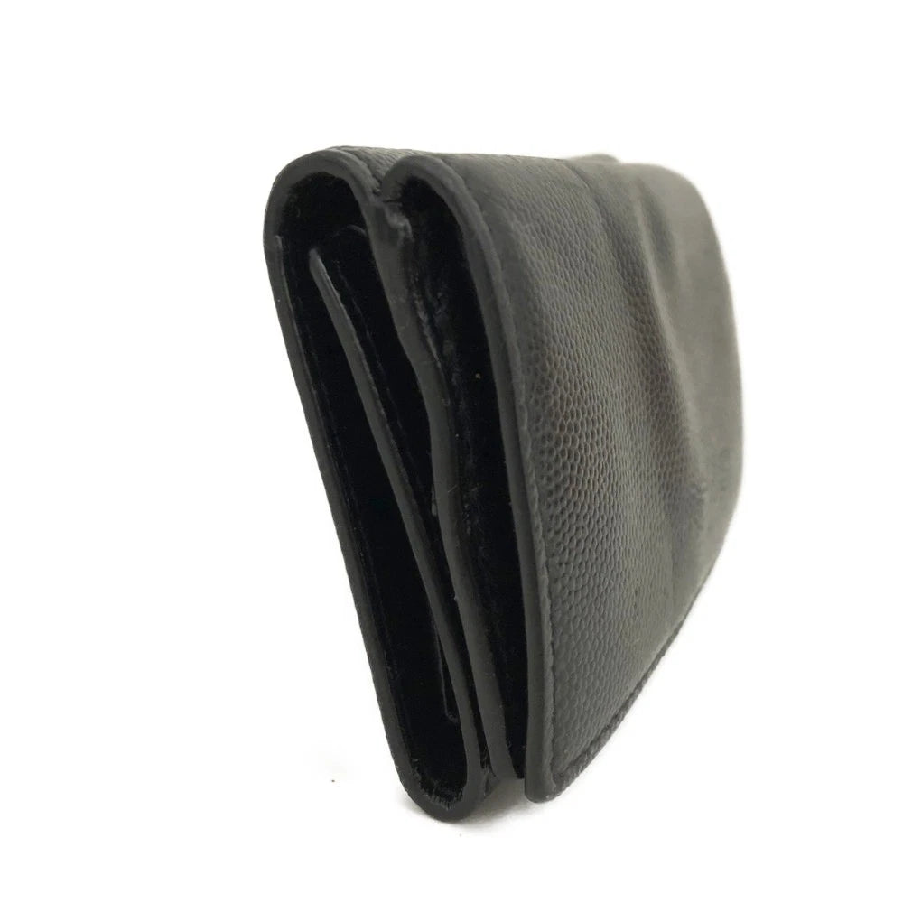 Saint Laurent Leather Trifold Wallet Black