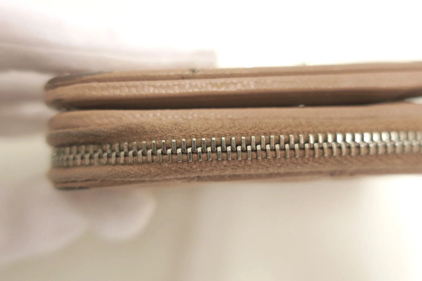 YSL Saint Laurent Leather V stitch Zip Around Compact Wallet