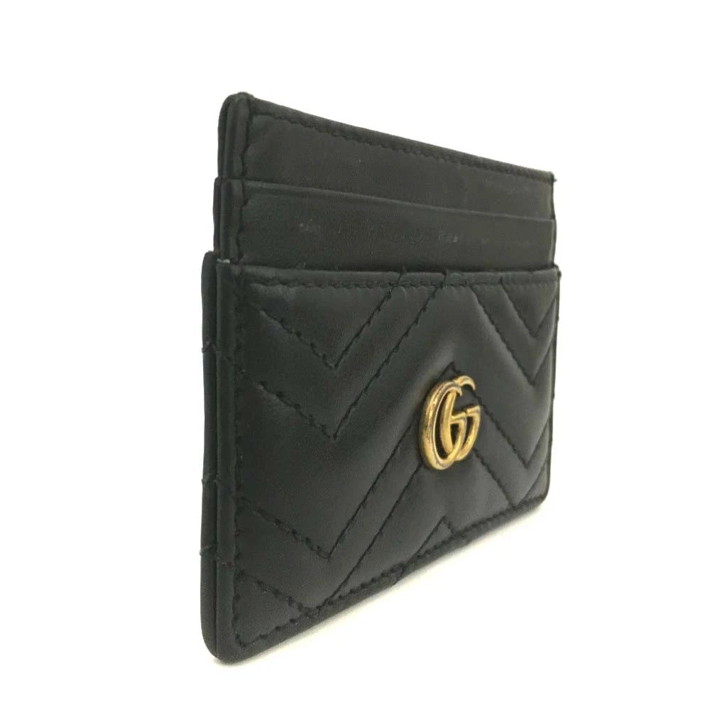 GUCCI GG Marmont Leather Card Case Black