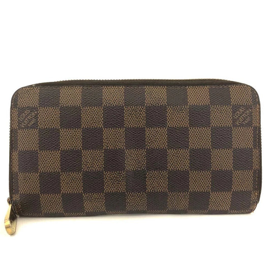 $915 Louis Vuitton Damier Zippy Zip Around Long Wallet Purse Brown CA5101