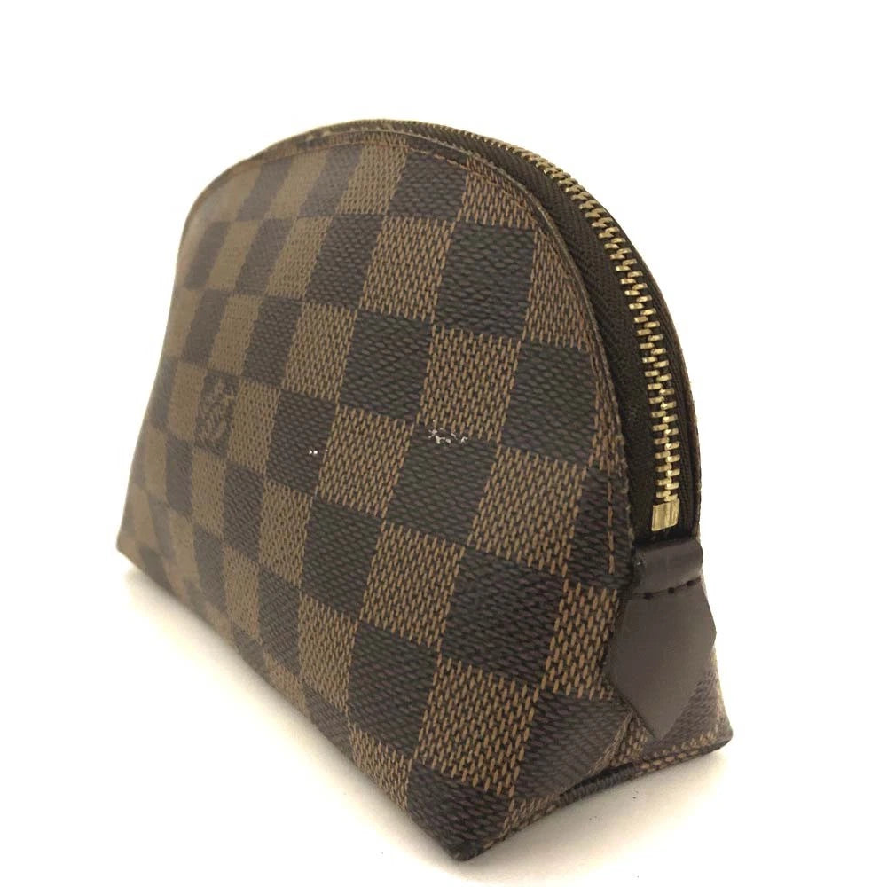 $600 Louis Vuitton Damier Ebene Pochette Demi Ronde Cosmetics Pouch CA0096