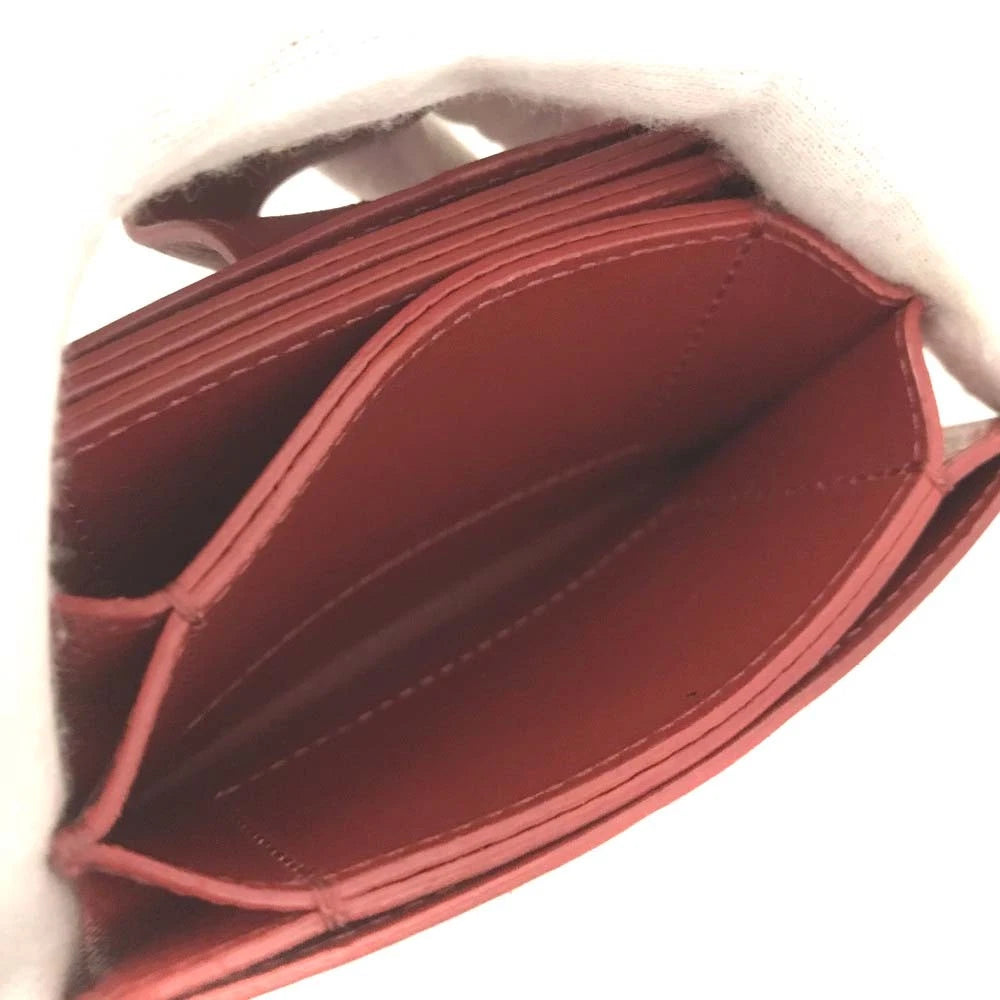 $590 CELINE Logo Leather Card Case Red