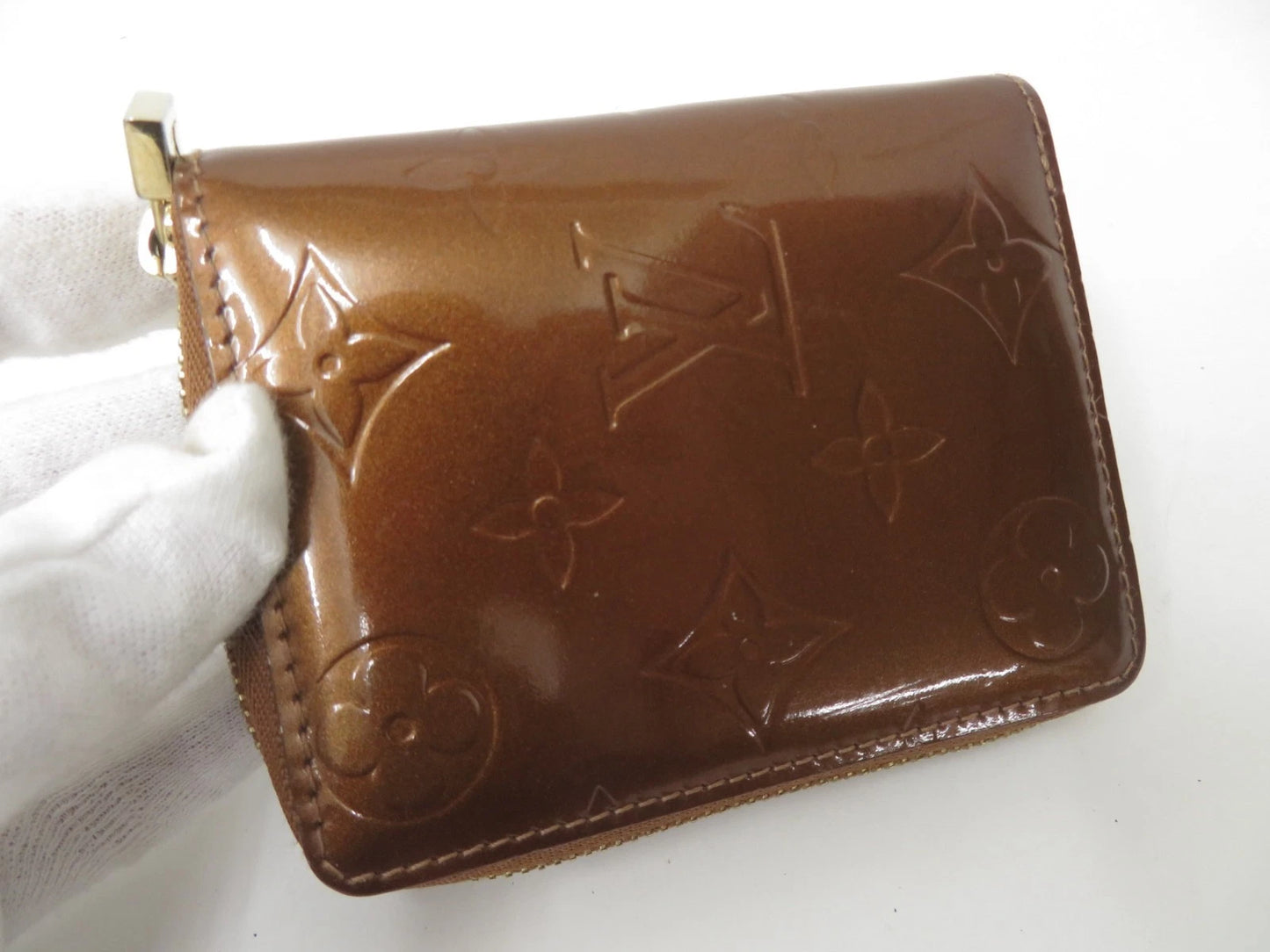 $695 2003 Louis Vuitton Monogram Vernis Bloom Compact Zippy Coin Wallet BJ0013