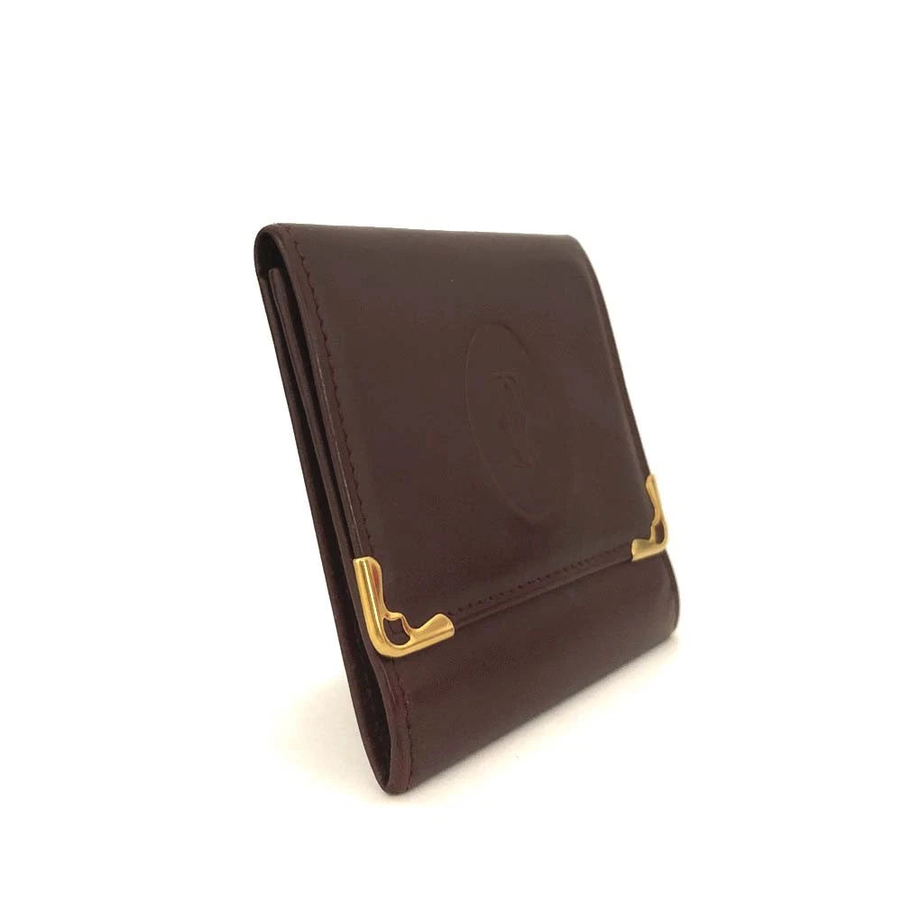 Must de Cartier Leather Coin Purse Wallet Bordeaux