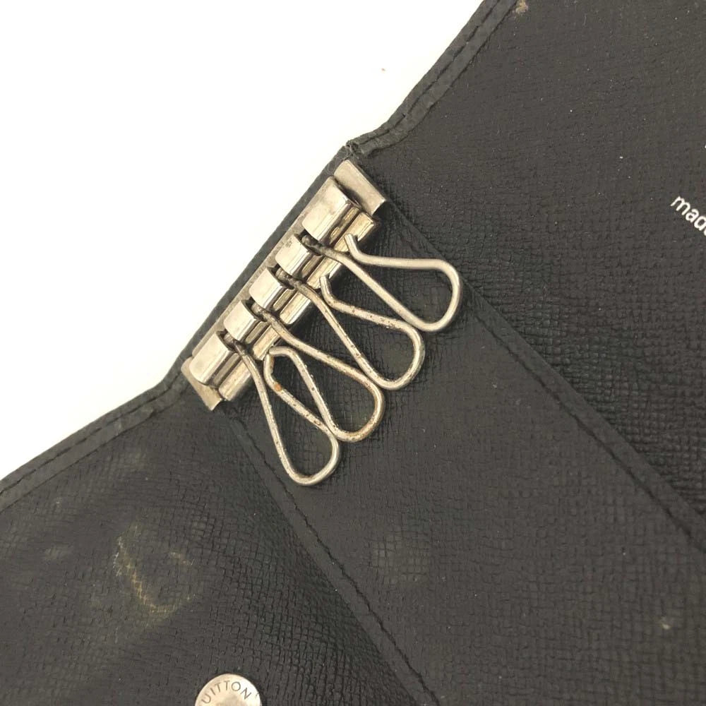$345 Louis Vuitton Taiga Leather Multicles 4 Ring Key Case Ardoise CA1025