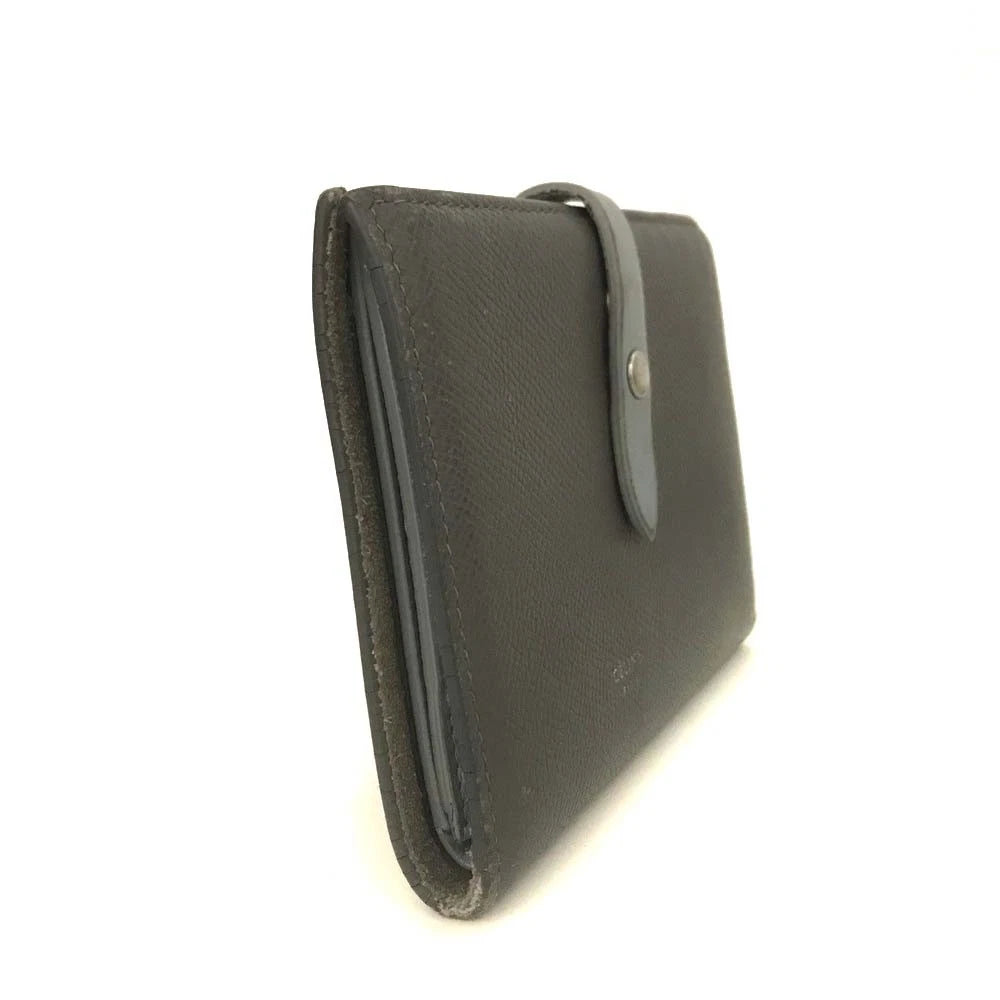 $810 Celine Grained Calfskin Medium Multifunction Strap Wallet Pebble Mineral